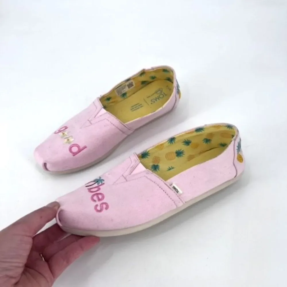 Toms Women's Alpargata Light Pink Good‎ Vibes Loafers Size 7.5